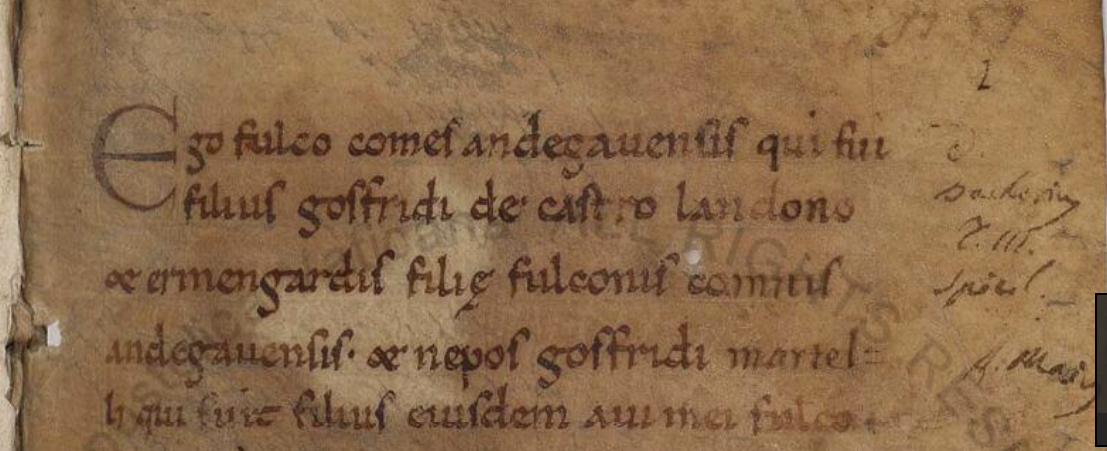 "Fragmentum historiae Andegavensis" [The Chronicle of Fulk le Réchin